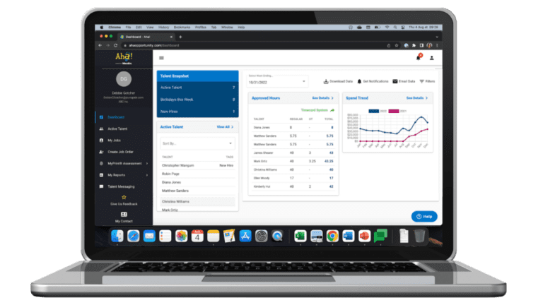 Example of what the aha management platform looks like on a laptop.