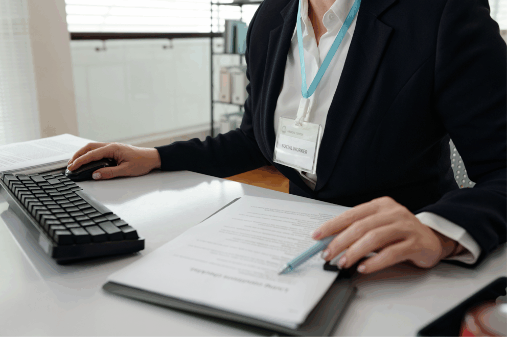 social worker doing paper work