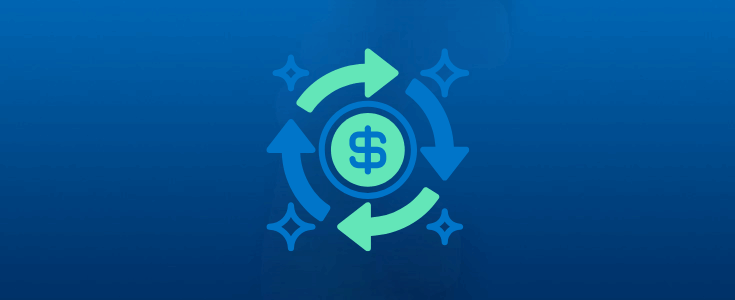 Circular arrows around a dollar symbol representing improvements in healthcare IT operational efficiency and system performance