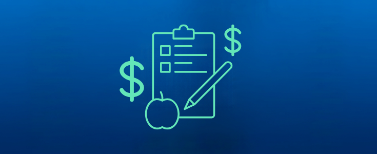 Illustration Of A Checklist And Apple With Dollar Signs