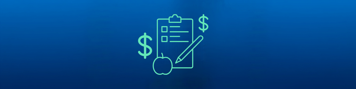 Illustration Of A Checklist And Apple With Dollar Signs
