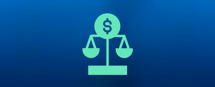 Illustration of a dollar sign and balance scale