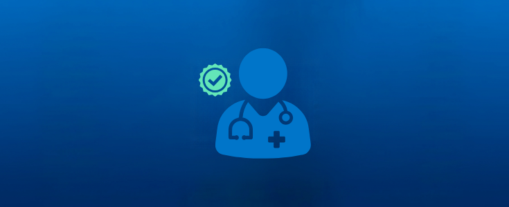 illustration of healthcare physician with quality badge