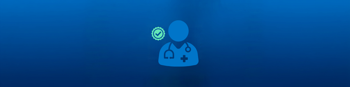 illustration of healthcare physician with quality badge